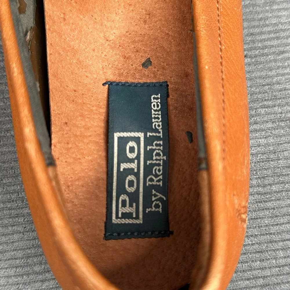 Polo Ralph Lauren Adante Tan Leather Penny Loafers Mens 9D‎ Brown Slip On Shoes